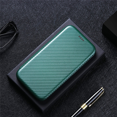 Green — Zenfone 9 Zenfone 9 Carbon Fiber Wallets Folio Flip Synthetic Leather Phone Case