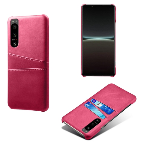Pink — 5 IV Dual Card Holder Synthetic Leather Sony Xperia Phone Case