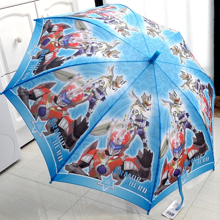 直杆鎧甲勇士兒童傘奧特曼男童女小學生自動卡通晴雨傘長柄傘