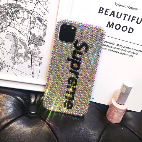 Silver — Supreme Luxury Girls Shiny Rhinestone Diamond Bling 14, 13, 12 iPhone Case