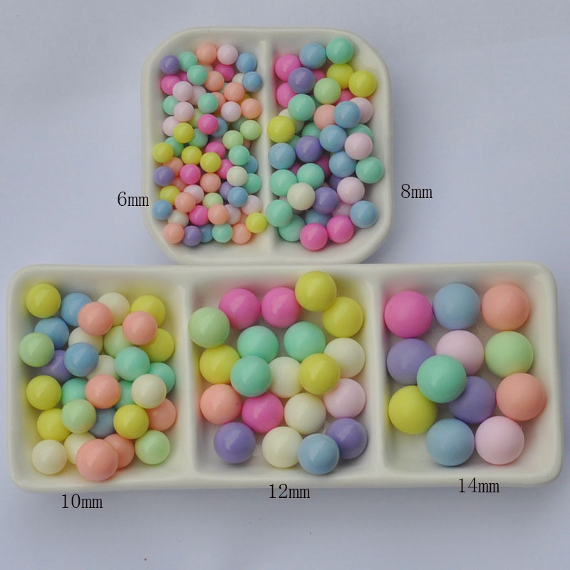 diy jewelry accessories 6-14mm macaron color round beads without holes solid beads slim crystal mud filler