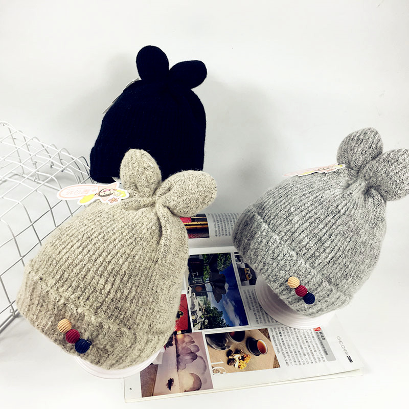 嬰兒帽子秋鼕季0-6-12個月加絨3加厚保暖寶寶針織毛線帽1-2歲男童