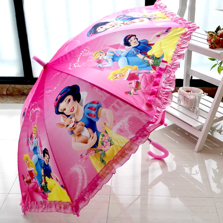 兒童大雨傘男女童自動傘迪士尼米老鼠白雪公主小學生長柄晴雨傘