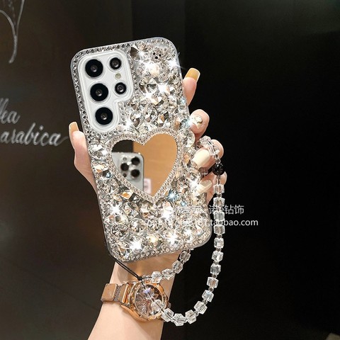 Girls Shiny Rhinestone Diamond Bling Luxury Chic With Wrist Lanyard Strap S23, S23 Plus, S23 Ultra, S22, S22 Plus, S22 Ultra