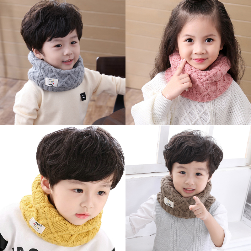 兒童圍巾韓版男童女童寶寶圍脖鼕季加厚保暖毛線針織小孩脖套韓國
