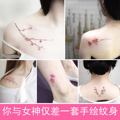 纹身贴防水日式女小清新可爱持久 韩国少女心仿真樱花ins网红小猪-淘宝网