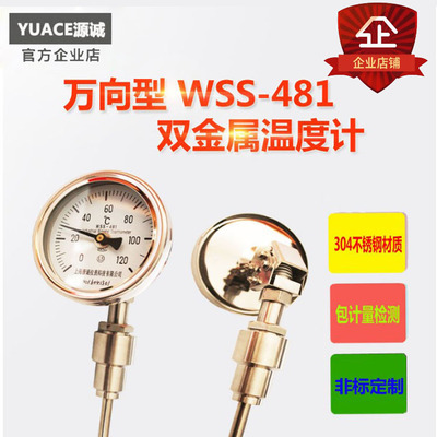 标题优化:高精度高温定制工业不锈钢万向双金属温度计wss-481底座WSS-411