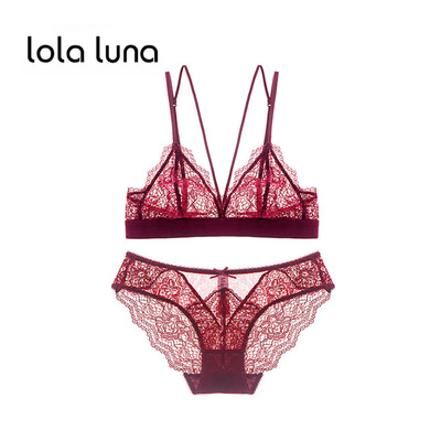 法式bralette美背性感蕾丝内衣套装轻透柔软无钢圈文胸内裤套装女-淘宝网