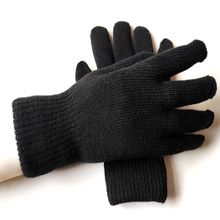 Осенние и зимние пуховые черные хлопчатобумажные перчатки, двухслойные шерстяные перчатки, школьные этикетные перчатки, рабочие перчатки.