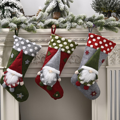 christmas decorations hotel window living room forest elderly lambswool christmas stockings doll gift bag pendant