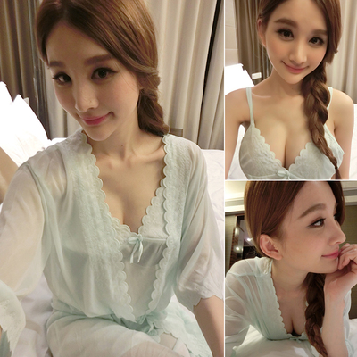 春夏季睡裙女吊带真丝性感睡衣女夏短袖丝绸情趣冰丝两件套睡袍秋-淘宝网