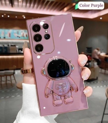 Purple — Astronaut Electroplated Silicone TPU Kickstand Function S23, S23 Plus, S23 Ultra, S22, S22 Plus, S22 Ultra, S21, S21