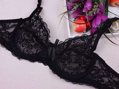 性感文胸套装透明薄纱蕾丝三点式火辣微胖mm大码女内衣-淘宝网