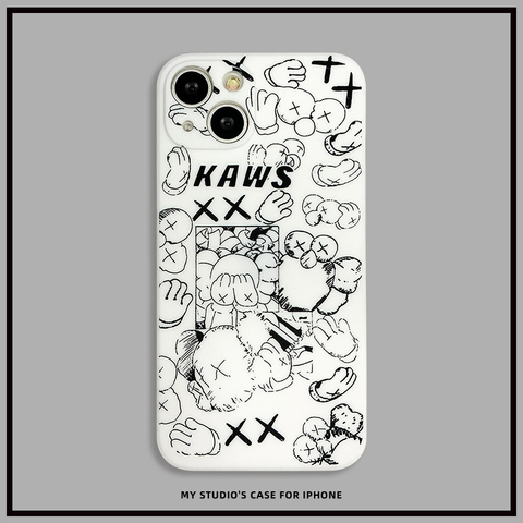 KAWS Black & White Character Art iPhone Case