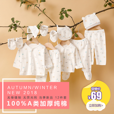 标题优化:纯棉新生儿礼盒婴儿衣服套装0-3个月秋冬初生刚出生男女宝宝礼物