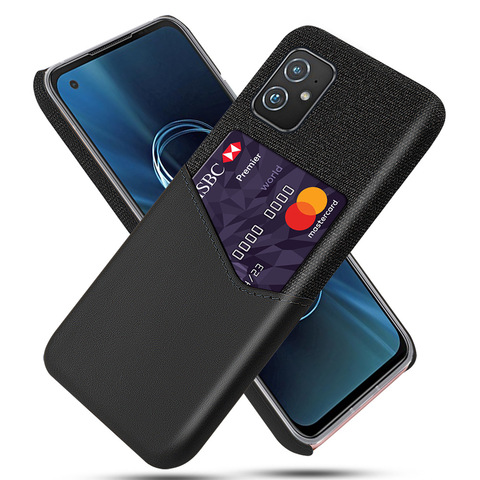 Black — Business Card Holder Zenfone 9 Canvas Card Holder Synthetic Leather Phone Case