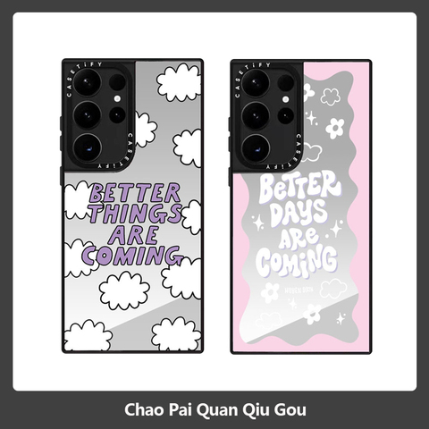 Better Things Coming Reflection Mirror S23, S23 Plus, S23 Ultra Flower Girls , Cute Girls Samsung Phone Case