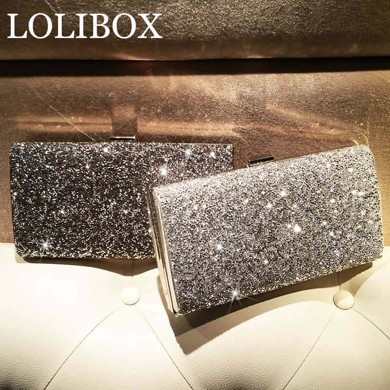 LOLIBOX定制水鑽閃亮手拿包晚宴包歐美高檔宴會方盒包斜跨小女包