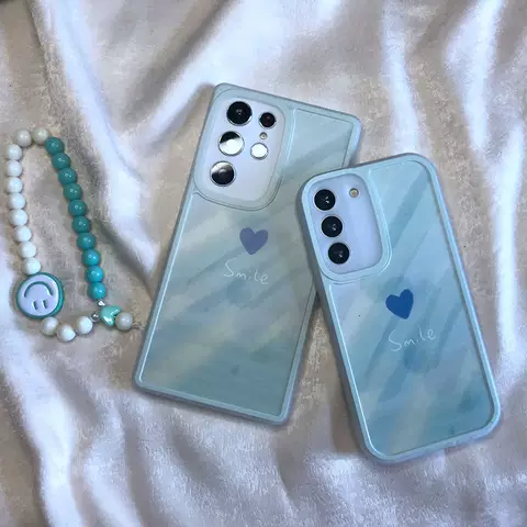 Smile Girls Phone Cases Covers Gradient Blue Galaxy S22, Galaxy S22 Plus, Galaxy S22 Ultra, Galaxy A13 5G, A23 5G, A33 5G, A53 5G, A73 5G,