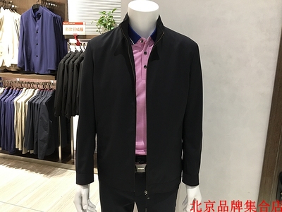 高端法莱凯帝 男士春秋款 深蓝色立领 96.3%羊毛 夹克 茄