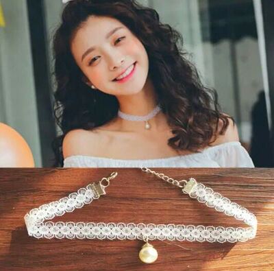 明星新娘珍珠韩国颈链蕾丝项圈欧美百搭高档锁骨链项链-淘宝网