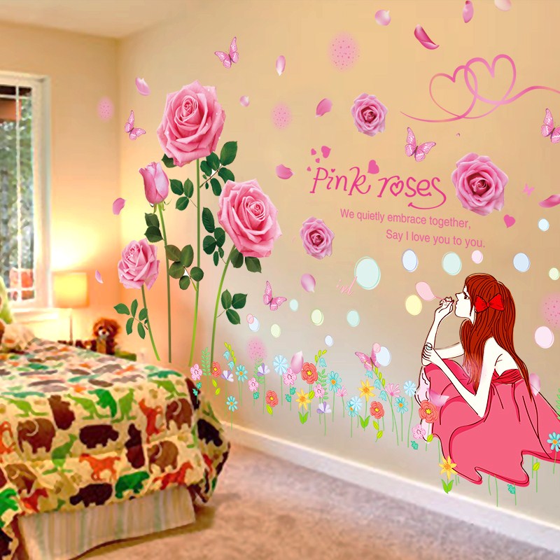 女童溫馨臥室牆上牆壁裝飾品自粘孩公主卡通可愛牆貼紙貼畫兒房間