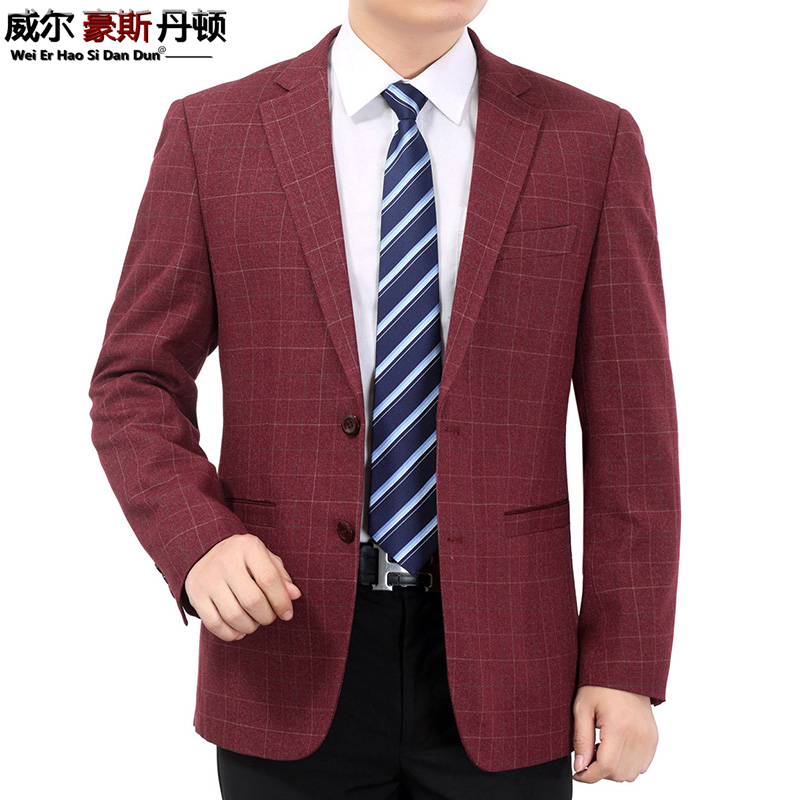 d'âge moyen, hommes occasionnels veste de costume père des hommes de peu de costumes du moyen-âge lâche rouge à carreaux veste de costume unique d'âge moyen, hommes occasionnels veste de costume père des hommes de peu de costumes du moyen-âge lâche rouge à carreaux veste de costume unique