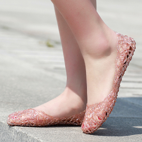 夏季新款洞洞鞋鏤空塑料單鞋水晶果凍鞋鳥巢平跟女涼鞋平底沙灘鞋