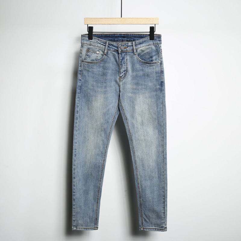minimaliste joker de l'été de la mode des hommes âgés de neuf points jeans pour homme coupe slim tapered jeans stretch de la marée minimaliste joker de l'été de la mode des hommes âgés de neuf points jeans pour homme coupe slim tapered jeans stretch de la marée