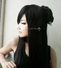 Wu Zhe Xiao Lu Zhu Yin Yang Shi Yao Dao Ji Black 150cm Long Straight Hair Smooth Ancient Costume Cos Women's Cosplay Wig
