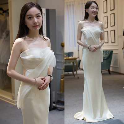 新娘结婚敬酒服长款2018新款夏高贵优雅修身显瘦抹胸晚礼服宴会女-淘宝网