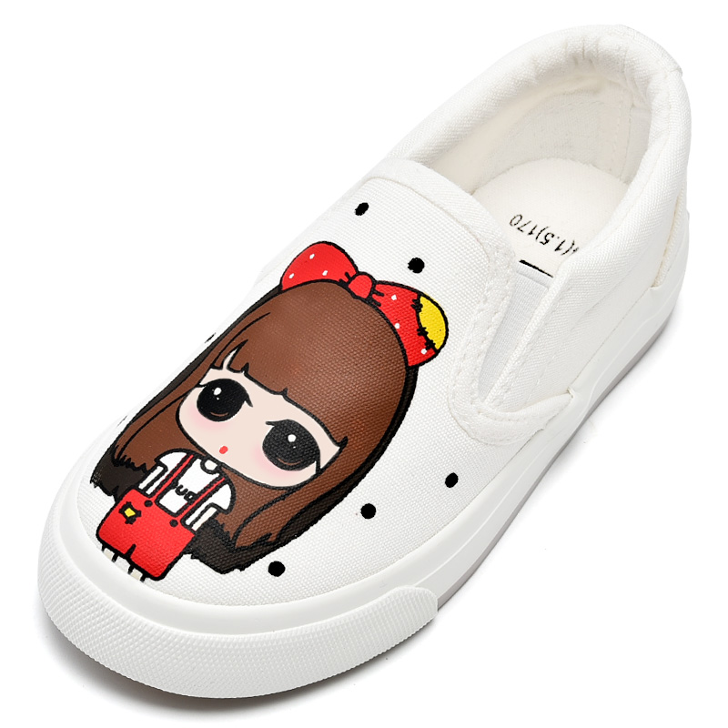 兒童鞋子女童鞋春季鞋板鞋韓版卡通公主鞋樂福學生單鞋帆布鞋