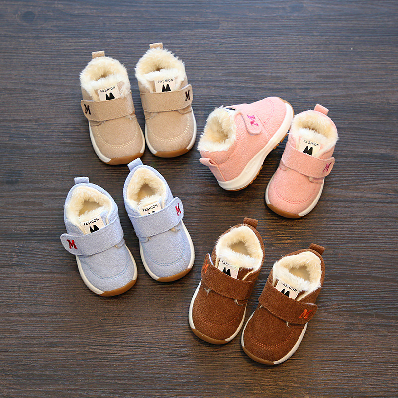 鼕季兒童棉鞋加絨加厚保暖女寶寶軟底防滑學步鞋男童1-3歲機能鞋