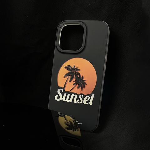 New Palm Beach Sunset Illustration 15, 14, 13, 12, 11 iPhone Case