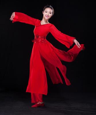 新款民族舞蹈服裝水墨舞蹈演出服古典舞民族服秧歌服現代舞2016女