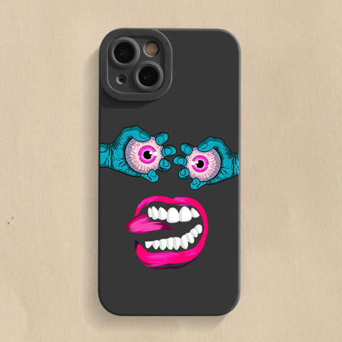 Funny Eyeball Illustration Matte Silicone TPU 15, 14, 13, 12, 11 iPhone Case
