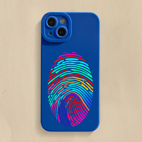 Blue — Rainbow Fingerprint Illustration New Silicone TPU 15, 14, 13, 12 iPhone Case