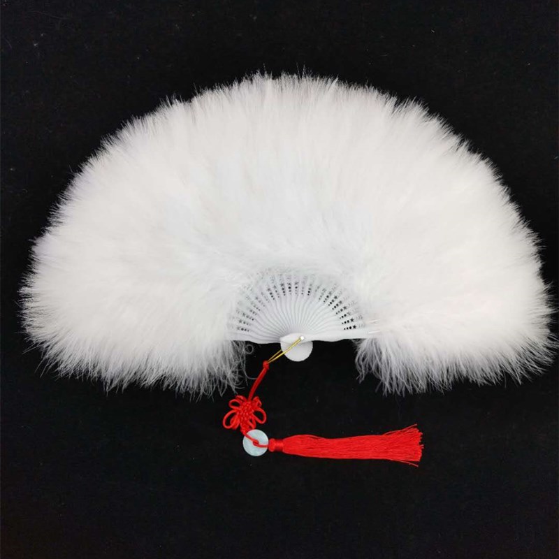 free shipping boutique thickened feather fan dance stage cheongsam catwalk square dance internet celebrity white feather fan antique
