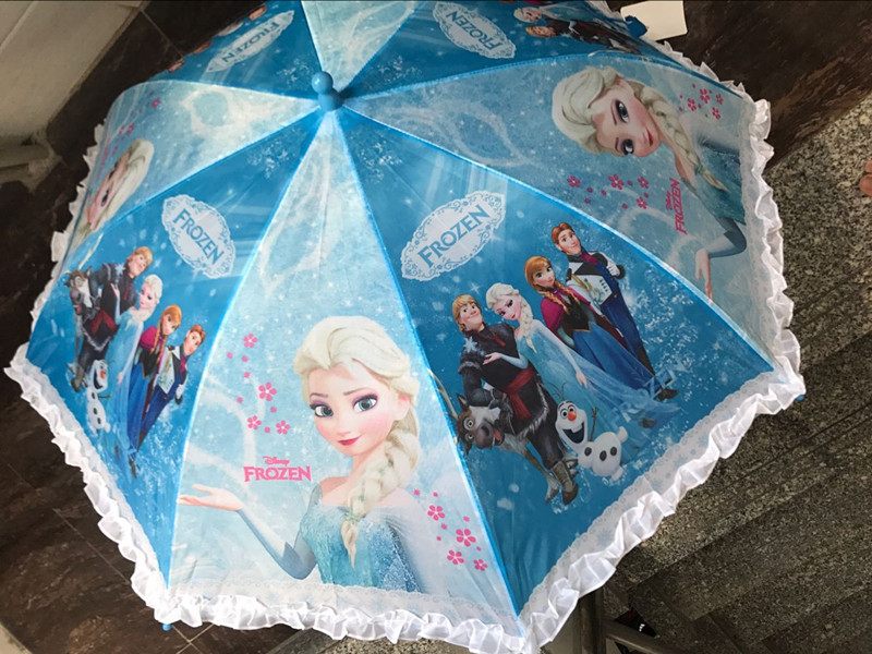 兒童雨傘女童自動迪士尼冰雪奇緣艾莎白雪公主學生女孩雨傘長柄傘