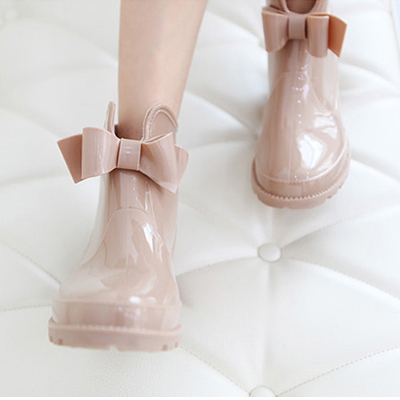 雨鞋防滑雨靴女成人加絨保暖韓國時尚短筒膠鞋蝴蝶結防水學生水鞋