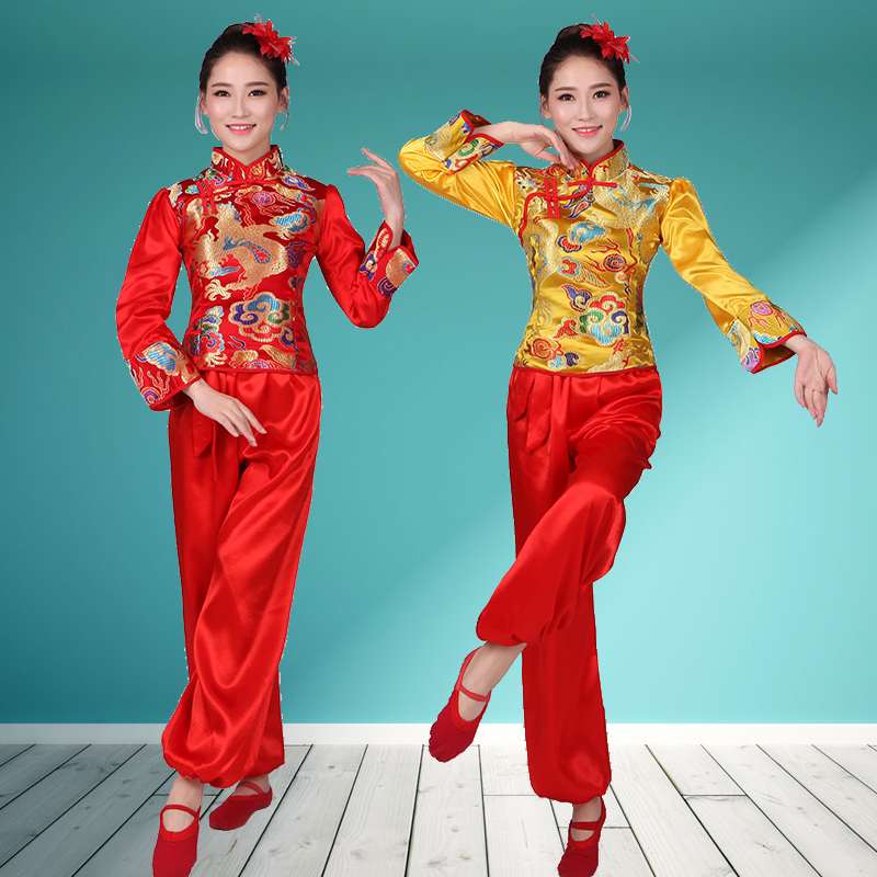 新款中國風腰鼓表演服成人打鼓服裝民族秧歌服舞龍舞獅隊演出服女