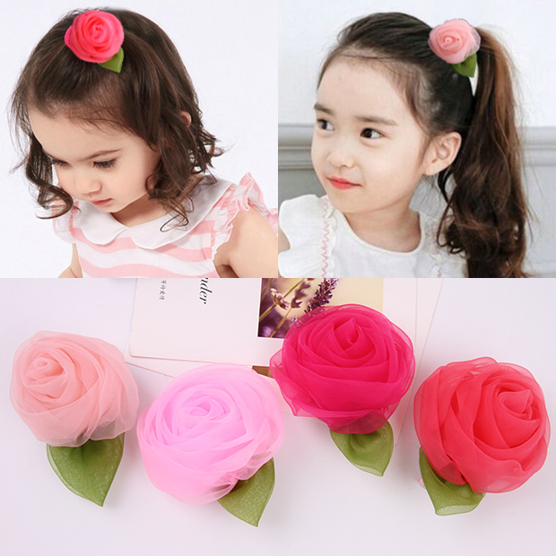 韓國兒童發飾大玫瑰花朵發卡子寶寶女童頭花小公主發夾邊夾頭飾品