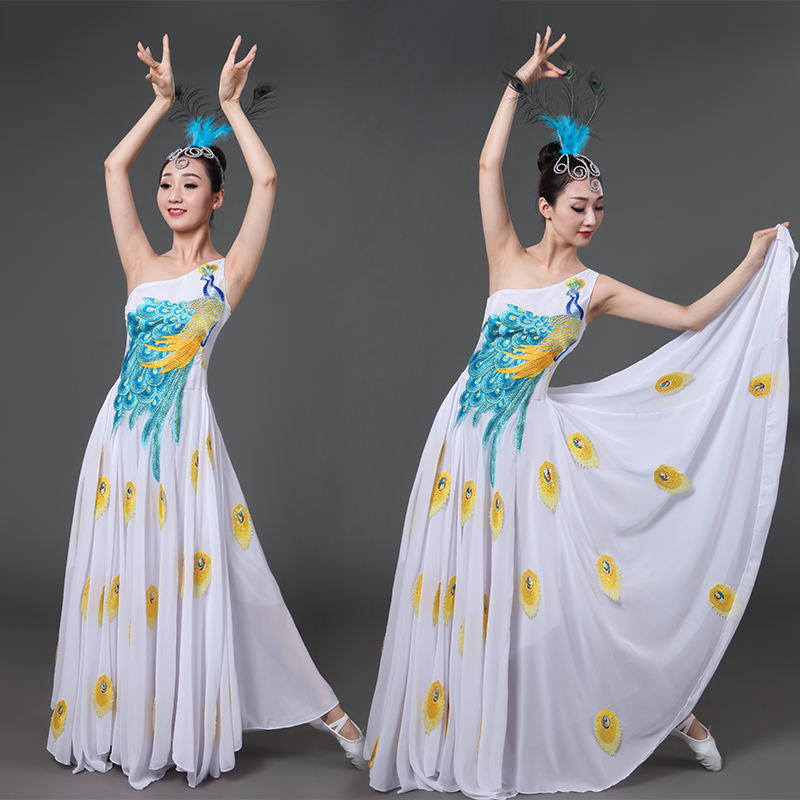 孔雀舞演出服女2017春季新款傣族成人表演服少數民族舞蹈服裝修身
