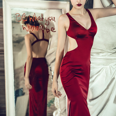 BOTHYOUNG春秋季性感丝绸睡衣女夏季挂脖露背睡裙夏天家居服春季-淘宝网