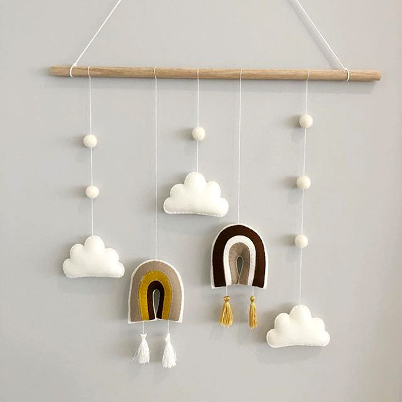 Children's Room Wooden Stick, Cloud, Felt, Raindrop Decoration Prop Pendant Photography_voghion.com