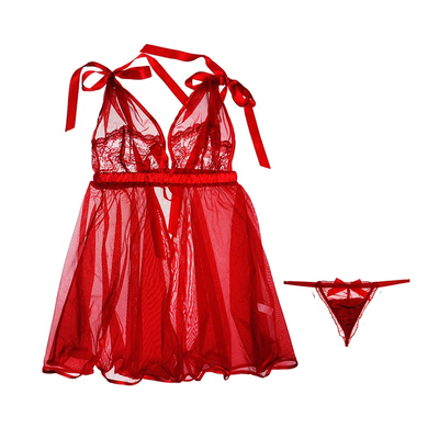 宋夫人内衣 春夏女性感睡衣新婚红色本命年透明趣味诱惑吊带睡裙-淘宝网