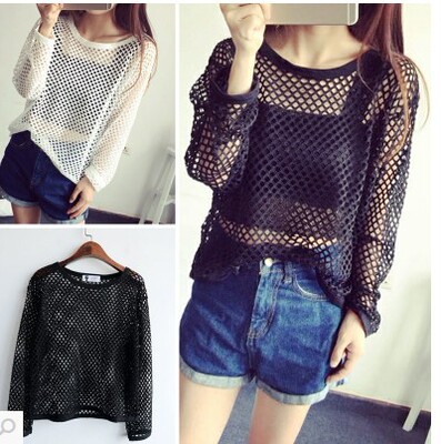 黑色渔网打底衫长袖镂空网格打底透明上衣网纱女内搭洞洞T恤透视-淘宝网 黑色渔网打底衫长袖镂空网格打底透明上衣网纱女内搭洞洞T恤透视-淘宝网