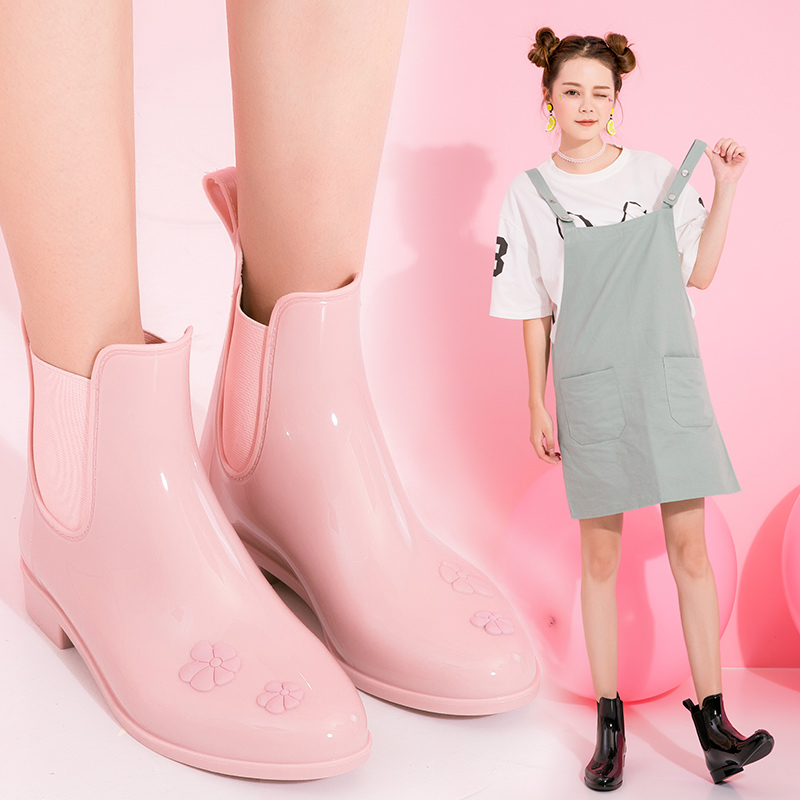 SLASHMODA低幫雨鞋女防滑短筒韓國時尚平底可愛雨靴女士水鞋成人