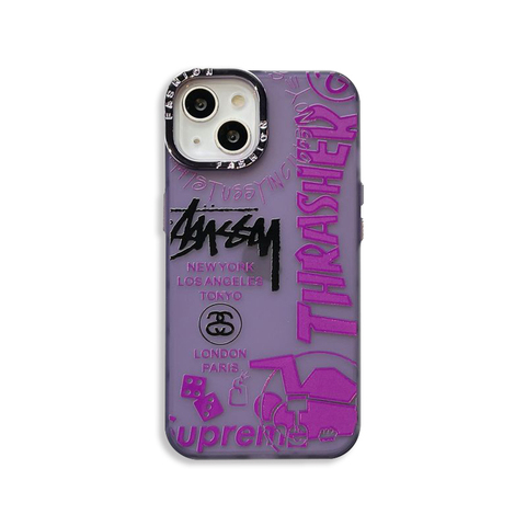 Purple — Stussy Supreme New Frosted Transparent 14, 13, 12 iPhone Case