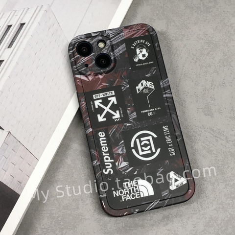 Red — New Brands Supreme Vans Clot Fila The North Face Logo 14, 13, 12 iPhone Case